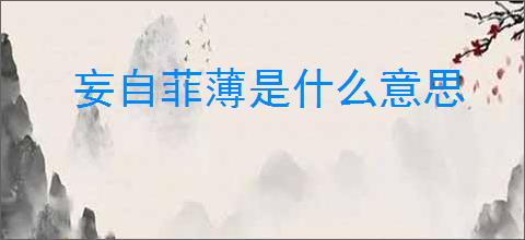 妄自菲薄是什么意思