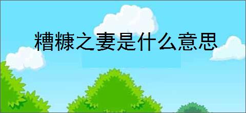 糟糠之妻是什么意思